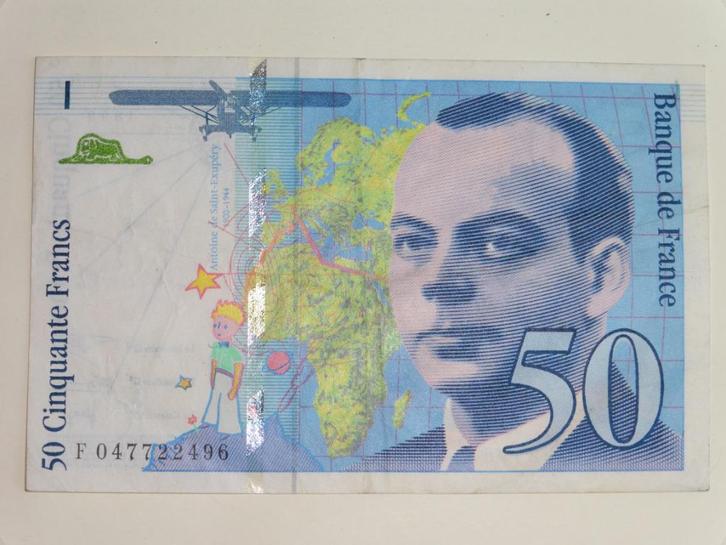 Billet Saint éxupéry de 50 francs, Postzegels en Munten, Bankbiljetten | Europa | Niet-Eurobiljetten, Los biljet, Frankrijk, Ophalen