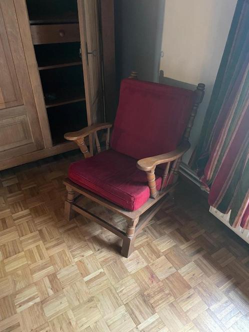 Zetels, Huis en Inrichting, Zetels | Zetels, Gebruikt, Rechte bank, Driepersoons, Hout, Stof, Ophalen