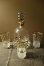 Vintage karaf Booms glas met 3 glaasjes, Ophalen