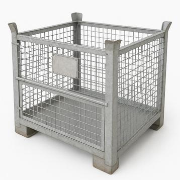 Verzinkte Stalen Gitterbox met Kantelklep afm. 120x100x100cm beschikbaar voor biedingen