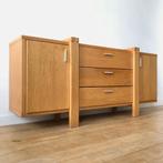 90S BRUTALIST OAK SIDEBOARD, Huis en Inrichting, Kasten | Dressoirs, Ophalen, Gebruikt, 150 tot 200 cm, Eikenhout