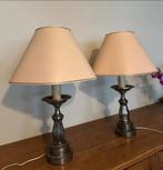 Paire de lampes avec abat-jour  pied en métal vintage, Ophalen, Gebruikt, Metaal