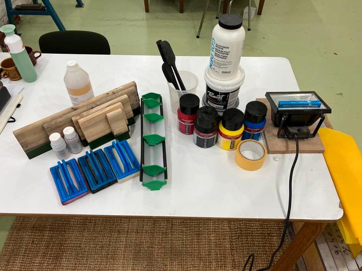 Set zeefdrukgereedschap, Hobby en Vrije tijd, Schilderen, Zo goed als nieuw, Acrylverf, Ophalen