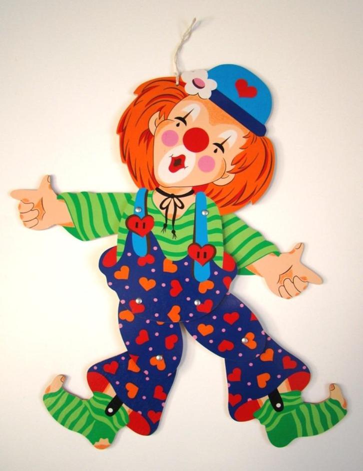 Houten trekpop: Clown - Mertenskunst - NIEUW, Kinderen en Baby's, Kinderkamer | Inrichting en Decoratie, Nieuw, Wanddecoratie