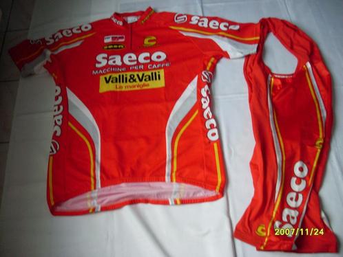 Authentieke SET retro wielershirt en koersbroek  SAECO, Fietsen en Brommers, Fietsaccessoires | Fietskleding, Zo goed als nieuw
