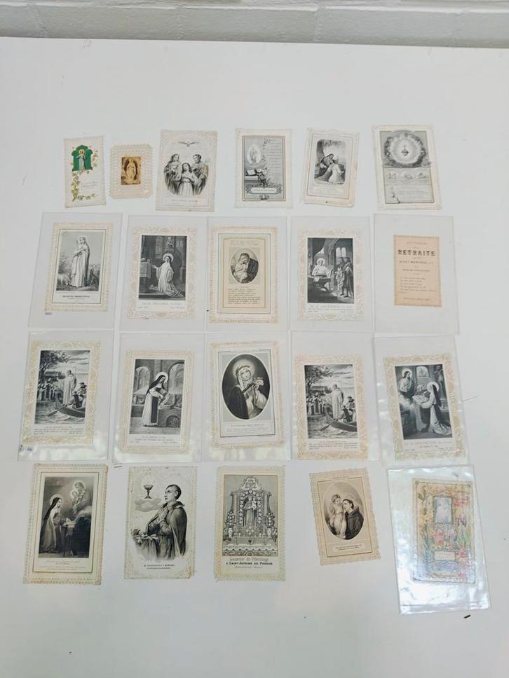 Antieke devotieprentjes 19e eeuw – 18 stuks, Antiek en Kunst, Antiek | Religieuze voorwerpen, Ophalen of Verzenden