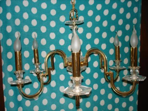 moderne luster, Huis en Inrichting, Lampen | Kroonluchters, Gebruikt, Glas, Overige materialen, Ophalen