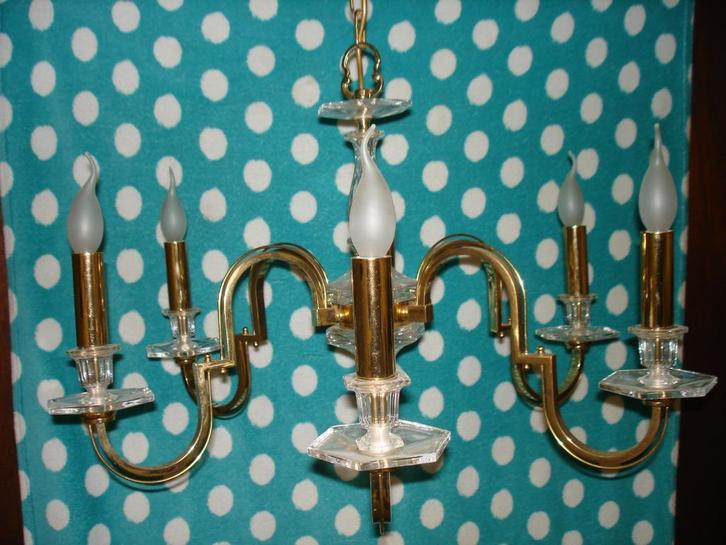 moderne luster, Huis en Inrichting, Lampen | Kroonluchters, Gebruikt, Glas, Overige materialen, Ophalen