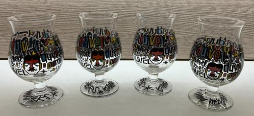 Duvel glazen - Denis Meyers - 2x US-1x BE-1x NL - gesigneerd, Verzamelen, Biermerken, Zo goed als nieuw, Glas of Glazen, Duvel