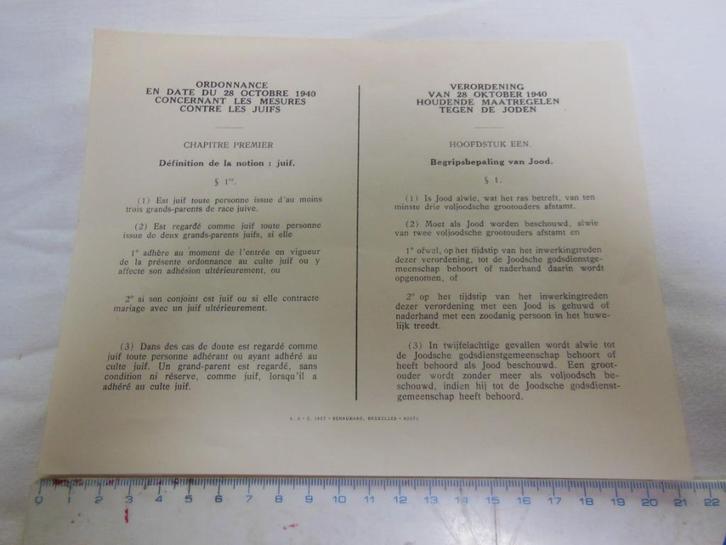 Duitse verordening maatregelen tegen joden 28/10/1940, Verzamelen, Militaria | Tweede Wereldoorlog, Overige soorten, Boek of Tijdschrift