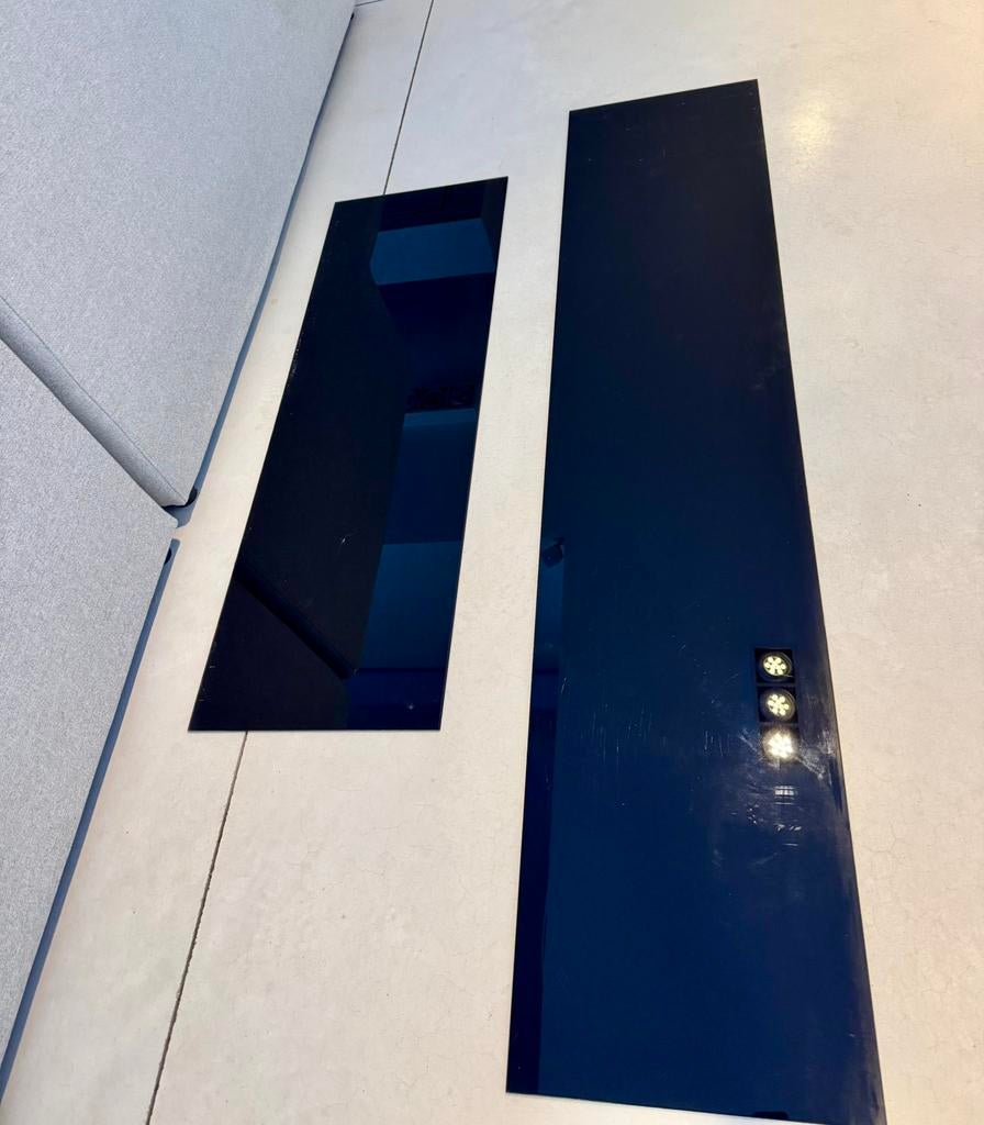 Bovenblad BESTA zwart glas ikea 2x 1m20  & 1x 1m80, Ophalen, Gebruikt