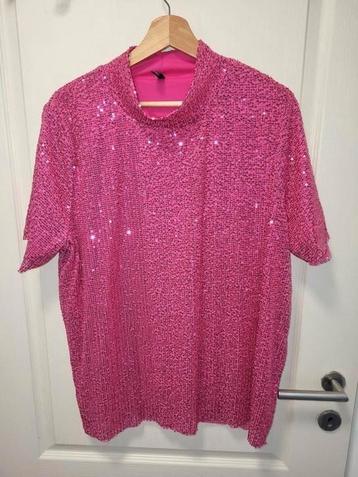 Roze Pailletten Blouse Maat is XL  beschikbaar voor biedingen