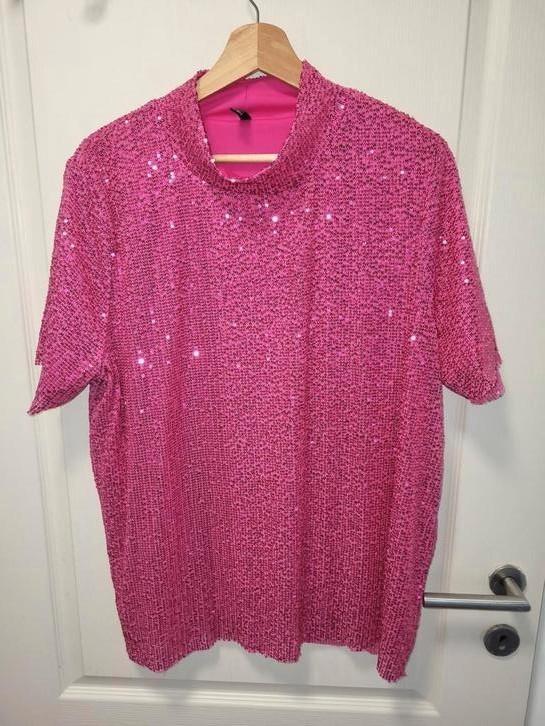 Roze Pailletten Blouse Maat is XL, Kleding | Dames, Blouses en Tunieken, Zo goed als nieuw, Maat 46/48 (XL) of groter, Roze, Ophalen of Verzenden