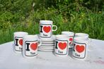 6 tasses avec sous tasse I love tea, Enlèvement ou Envoi, Comme neuf, Céramique, Tasse(s) et/ou soucoupe(s)