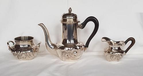 Dreyfuss - Art Nouveau Koffieservies (3) - 800 zilver., Antiek en Kunst, Antiek | Zilver en Goud, Zilver, Ophalen of Verzenden
