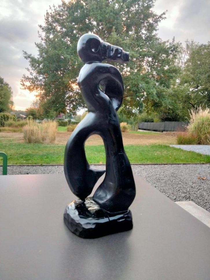 Vintage Brutalist abstract beeld hout gesigneerd Vanberghen, Antiek en Kunst, Kunst | Beelden en Houtsnijwerken, Ophalen of Verzenden