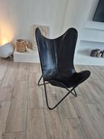 Vlinderstoel zwart leder + stalen poten, Ophalen