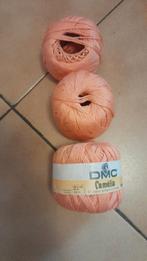 3 pelotes de fil de coton à tricoter, couleur saumon, Ophalen of Verzenden, Zo goed als nieuw