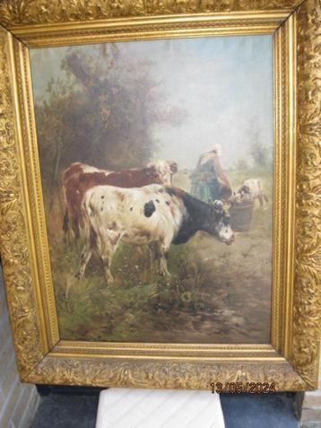 Henri Schouten Fermier avec vaches et veaux.