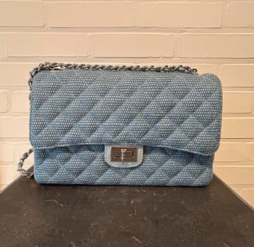Handtas blauw, met stof en leder, Enlèvement, Neuf, Bleu