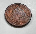 Grote cent-penny uit 1844, 44 over 81 koperen munt antiek, Ophalen of Verzenden, Losse munt