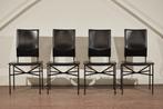 4 Vintage Matteo Grassi lederen stoelen (Ross Litell ‘70), Ophalen of Verzenden