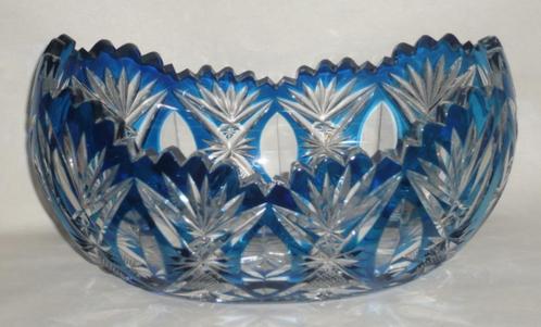 VAL ST. LAMBERT SCHAAL 2911/17 TAILLÉ BLAUW KRISTAL CA 1910, Antiek en Kunst, Antiek | Glaswerk en Kristal, Ophalen of Verzenden