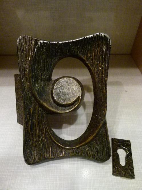 vintage Brutalisme deurgreep + slotbeschermer 60er, Verzamelen, Retro, Huis en Inrichting, Ophalen