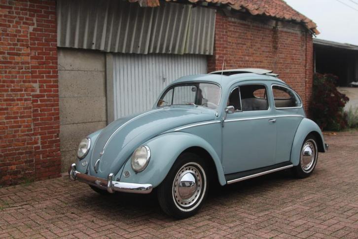 Ovaalkever 1956 met vouwdak, Auto's, Volkswagen, Particulier, Beetle (Kever), Benzine, Blauw, Blauw, Ophalen