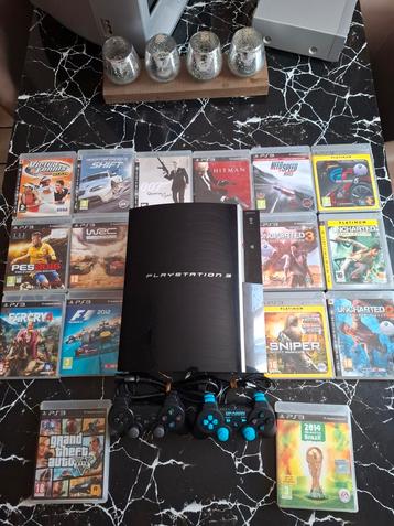 Sony PlayStation 3-console + 16 games + 2 controllers! beschikbaar voor biedingen