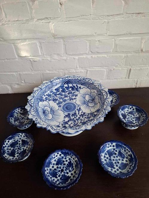 Vintage blauw-wit oosterse lotusbloem keramische kommen, Antiek en Kunst, Antiek | Schalen, Ophalen