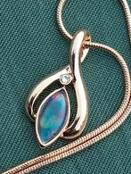 Elegante 14K Goud gevulde ketting  natuurlijke Opaal Triplet, Neuf, Avec pendentif, Or, Argent