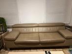 Gratis  taupe leren zetel, Huis en Inrichting, Ophalen, Gebruikt, Driepersoons, Leer