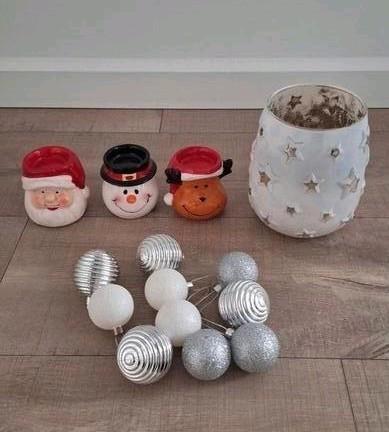 3 theelichthouders, 1 kaarthouder, set kerstballen, Diversen, Kerst, Zo goed als nieuw, Ophalen of Verzenden