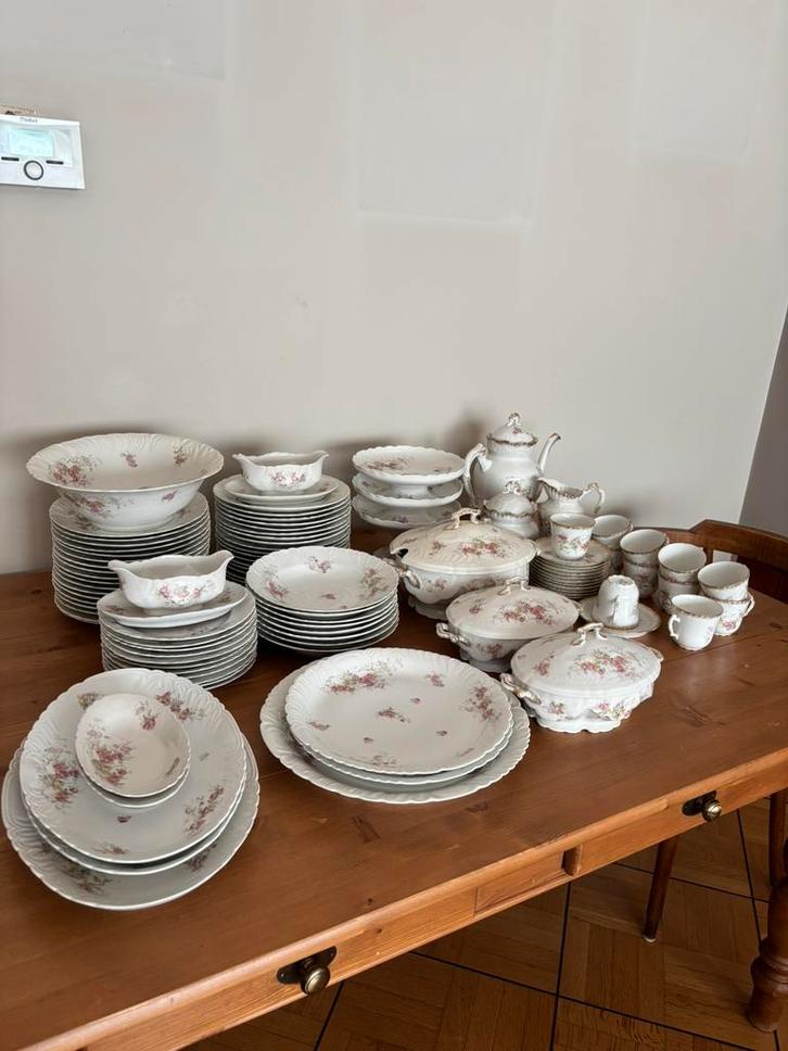 Prachtig vintage BAUDOUR 103-delig porseleinen servies!, Antiek en Kunst, Antiek | Servies compleet, Ophalen