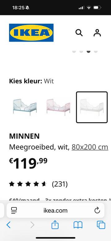 Ikea meegroeibed in goede staat wit., Enlèvement, Comme neuf, Matelas