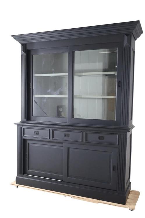 zwart houten vitrinekast 180, Huis en Inrichting, Kasten | Vitrinekasten, Nieuw, 200 cm of meer, 150 tot 200 cm, Met lade(s), Met deur(en)