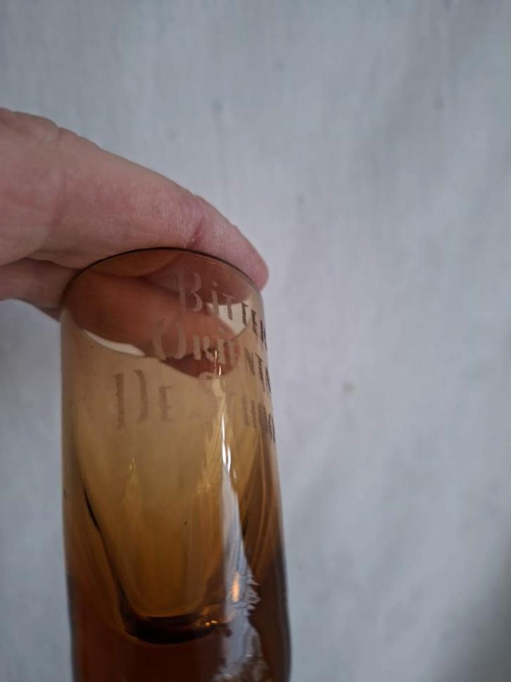 Bitter Oriental, stokkerij De Schoonen, Brussel, glaasjes, Verzamelen, Merken en Reclamevoorwerpen, Zo goed als nieuw, Gebruiksvoorwerp