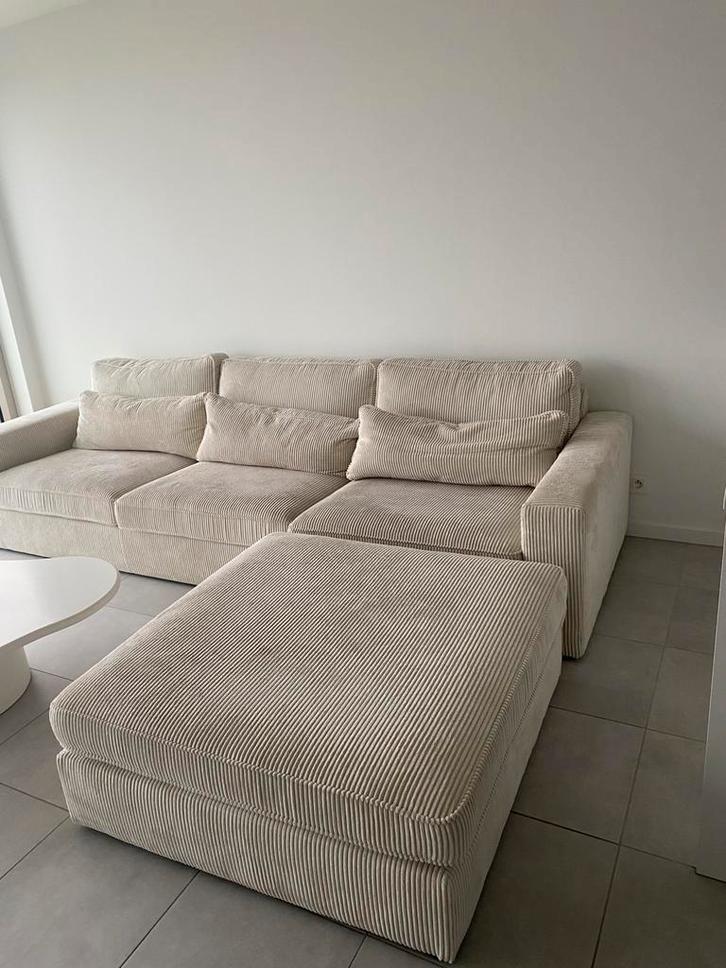 Mooie ribstof zetel inc hocker- gratis ophalen, Huis en Inrichting, Zetels | Zetels en Chaises Longues, Zo goed als nieuw, Ophalen