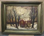 Rob DELANGE, woonwagen in de sneeuw, Antiek en Kunst, Kunst | Schilderijen | Klassiek, Ophalen