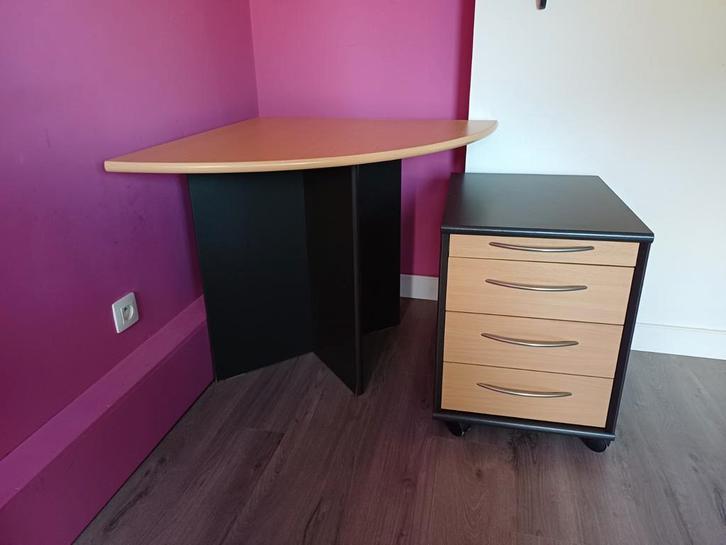 Hoekbureau met ladeblok met vier lades, Huis en Inrichting, Bureaus, Gebruikt, Bureau, Ophalen