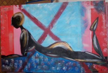 2 grote moderne schilderijen op doek beschikbaar voor biedingen