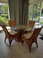 Rotan tafel en stoelen, Huis en Inrichting, Stoelen, Ophalen, Gebruikt, Riet of Rotan