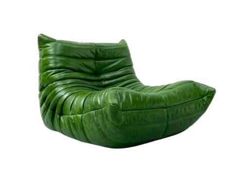 Togo 1-seater in Green Leather by Ducaroy for Ligne Roset., Huis en Inrichting, Fauteuils, Zo goed als nieuw, Leer, Ophalen of Verzenden