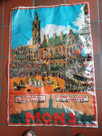 Ancienne affiche Mons « Le combat folklorique dit Lumeçon », Enlèvement ou Envoi, Rectangulaire vertical, Comme neuf, Autres sujets/thèmes