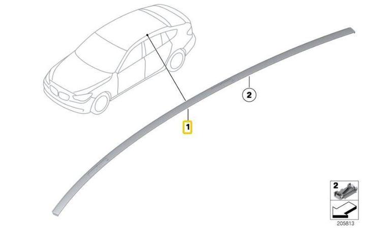 Dakrail daklijst dakdrager roof rail zwart rechts BMW 5 seri, Auto diversen, Dakdragers, Nieuw, Ophalen