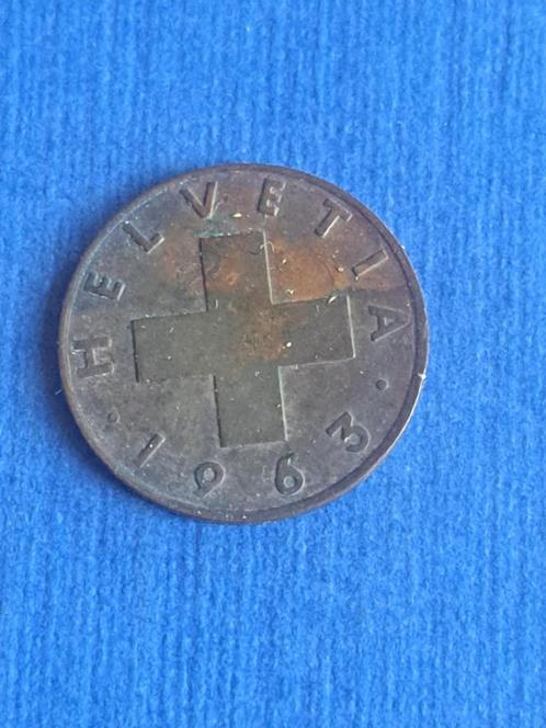 1963 Zwitserland 1 rappen in brons, Postzegels en Munten, Munten | Europa | Niet-Euromunten, Losse munt, Overige landen, Verzenden