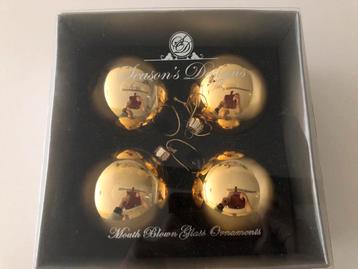 4 boules de Noël dorées, motifs de saison, Divers, Noël, Enlèvement, Comme neuf