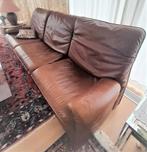 Lederen  3 zit zetel + 2  x 1 zitzetel, Huis en Inrichting, Zetels | Zetels, Ophalen, 250 tot 300 cm, Gebruikt, Rechte bank