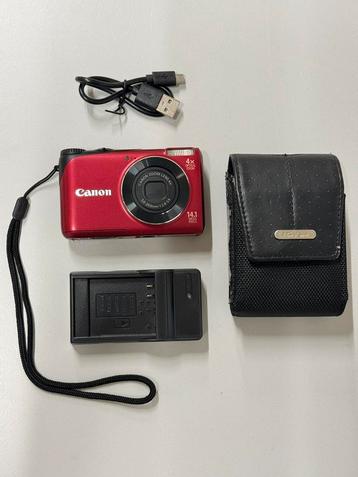 Canon PowerShot A2200 HD Digitale camera PC1585 rood + tas